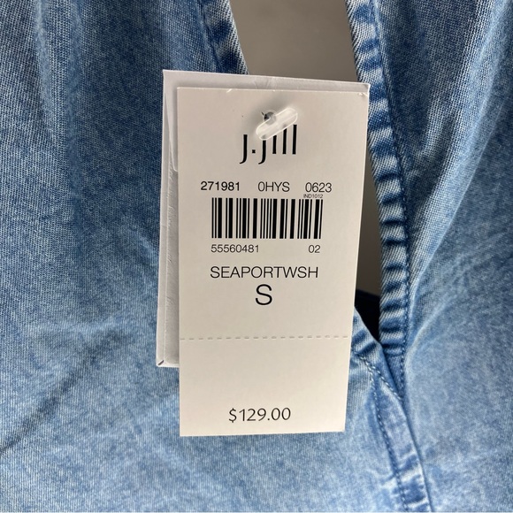 NWT J. JILL Sleeveless Denim Jumpsuit Blue V Neck Small - Picture 3 of 4